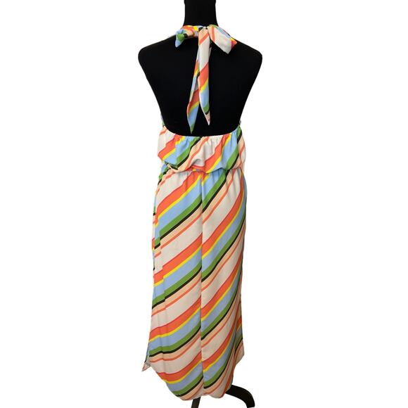 New ~ RIVER ISLAND ~ Women's Multicolor Striped Halter Neck Sheath Dress Size 6 - Picture 5 of 9